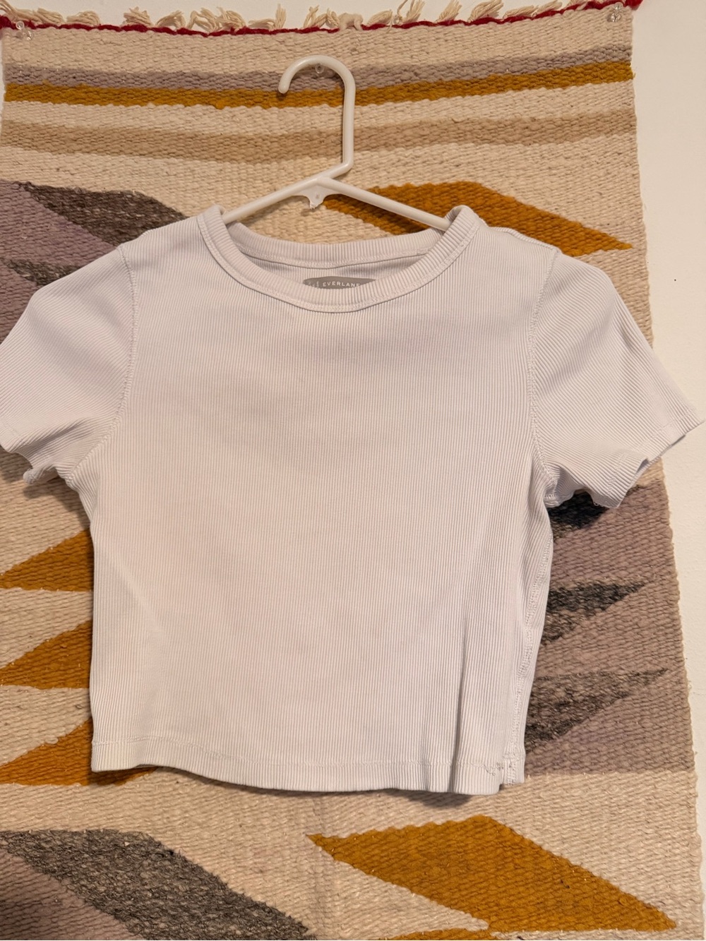 Everlane White Ribbed Short-Sleeve Crop Tee